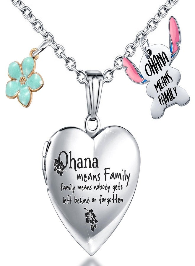 SHBOAZED Love Heart Locket Necklace That Holds Pictures Stitch-Shape Necklace Stuff Gifts Ohana Photo Lockets - Image 1